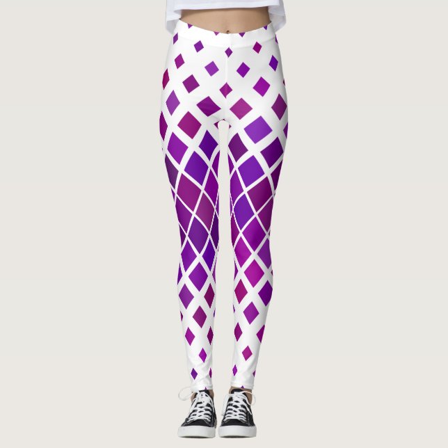 Lila Magenta Diamonds design Leggings (Framsida)