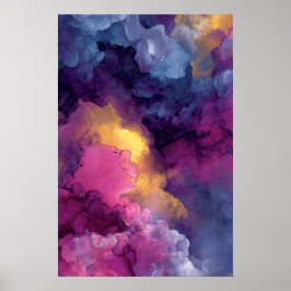 Lila Magenta Guld Alkoholbläck Nebulosa Flöde Poster