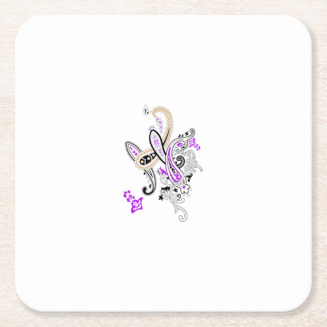 Lila-Magenta, Reddisdisk Orange, TealiPaper-Underl Underlägg Papper Kvadrat (Framsidan)