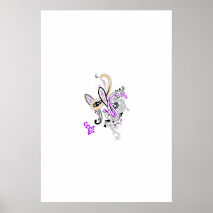 Lila-Magenta, Reddisdisk Orange, TealiPedestal-tec Poster