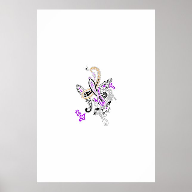 Lila-Magenta, Reddisdisk Orange, TealiPedestal-tec Poster (Framsidan)