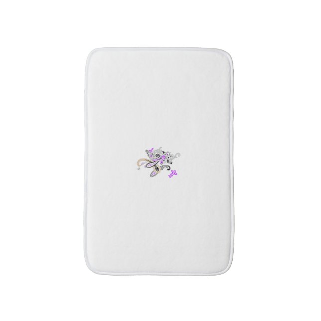 Lila-Magenta, rödaktig Orange, Tealish Blue Girly Badrumsmatta (Framsidan (Vertikal))