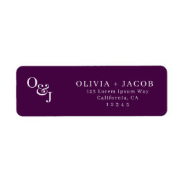 Lila magenta snyggt-skript Monogram Bröllop Returadress Etikett