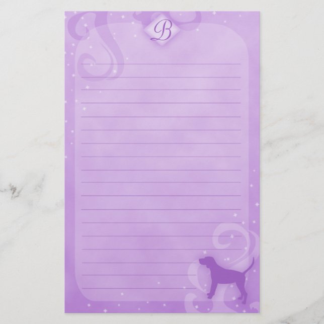 Lila Magic Black & Tan Coonhound Stationery Brevpapper (Framsida)