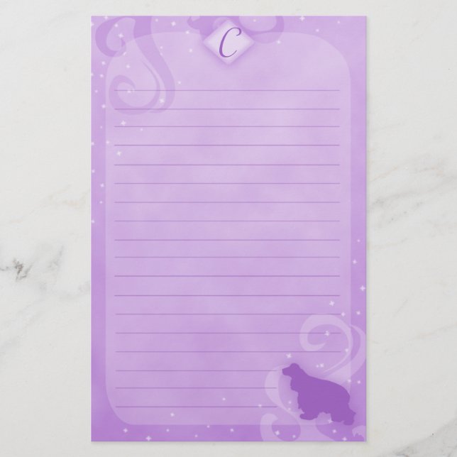Lila Magic Cocker Spain Stationery Brevpapper (Framsida)