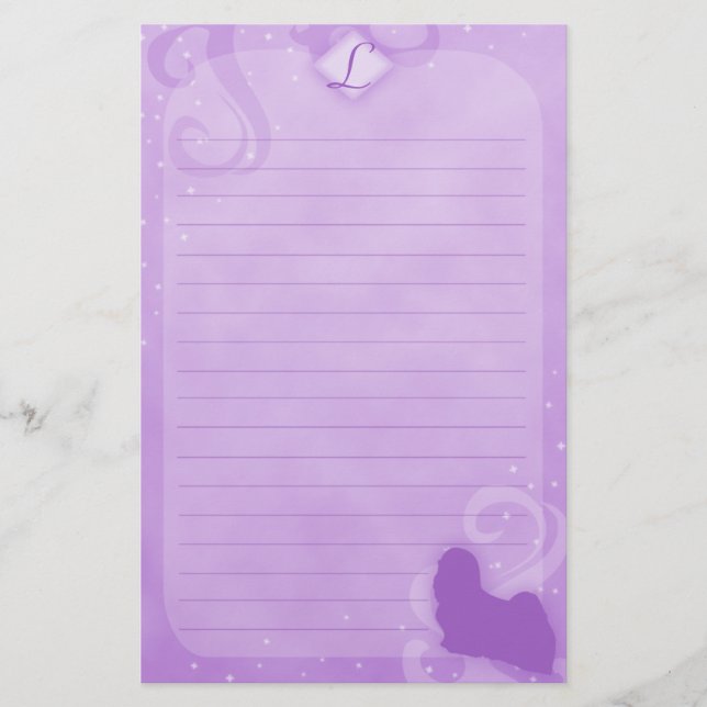 Lila Magic Lhasa Apso Stationery Brevpapper (Framsida)