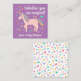Lila Magic Unicorn Kids Classroom Valentine Anteckningskort