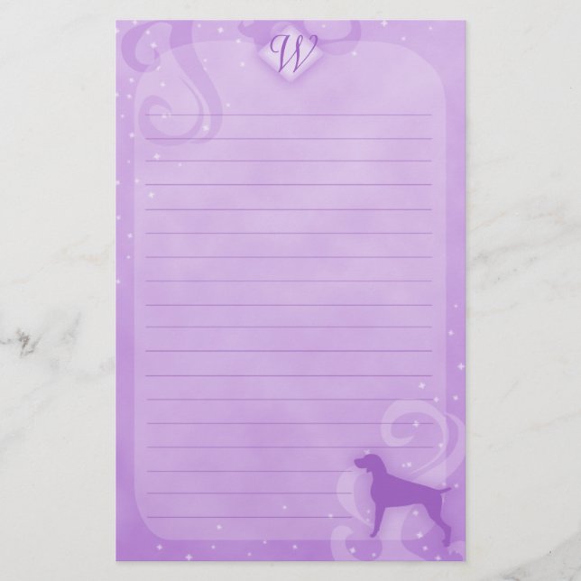 Lila Magic Weimaraner Stationery Brevpapper (Framsida)