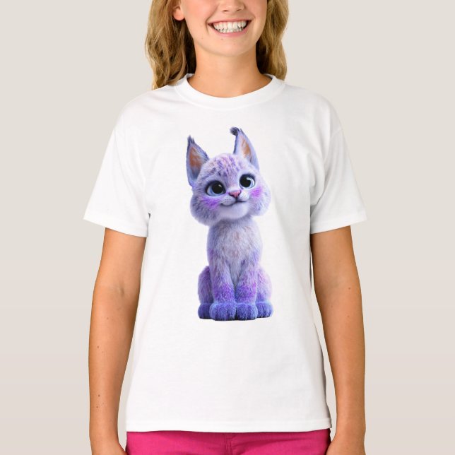 Lila Magisk Lodjur Kittel Barn T Shirt (Framsida)