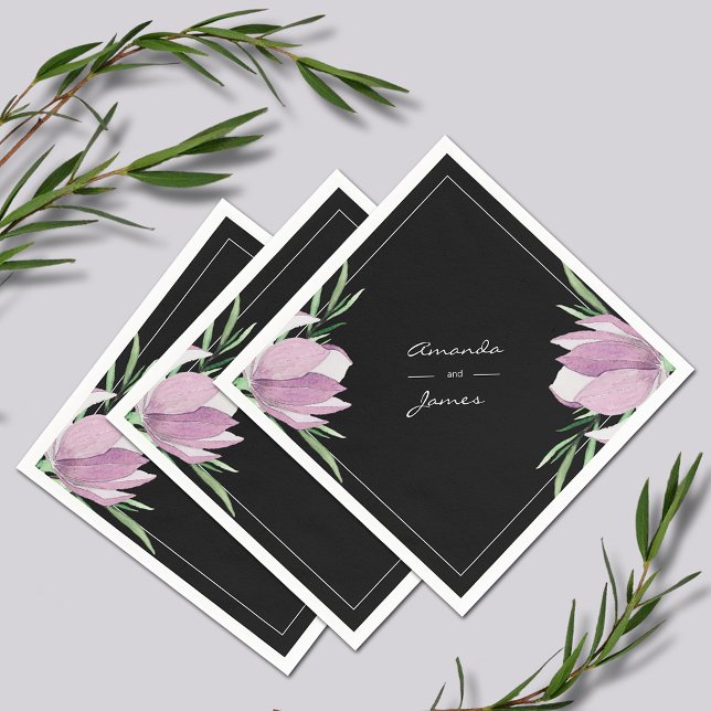 Lila Magnolia Blommigt Botaniskt vattenfärg Pappersservett (Purple Magnolia Floral  Watercolor Wedding Cocktail Napkins)