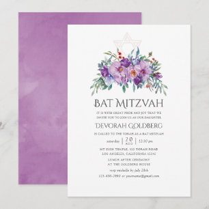 Lila Magnolias och Ro Bat mitzvah Inbjudningar