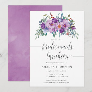 Lila Magnolias och Ro Bridesmaids Luncheon Inbjudningar