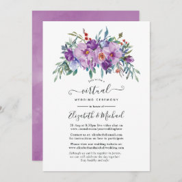 Lila Magnolias och Ro Online Virtuella Bröllop Inbjudningar