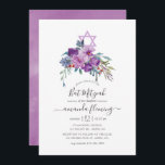 Lila Magnolias & Ro Watercolor Bat mitzvah Inbjudningar<br><div class="desc">bat mitzvah inbjudan till lila blommigt med elegant handskriftsformat anpassade till dina händelsespecifikationer.</div>