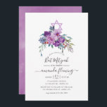 Lila Magnolias & Ro Watercolor Bat mitzvah Inbjudningar<br><div class="desc">bat mitzvah inbjudan till lila blommigt med elegant handskriftsformat anpassade till dina händelsespecifikationer.</div>