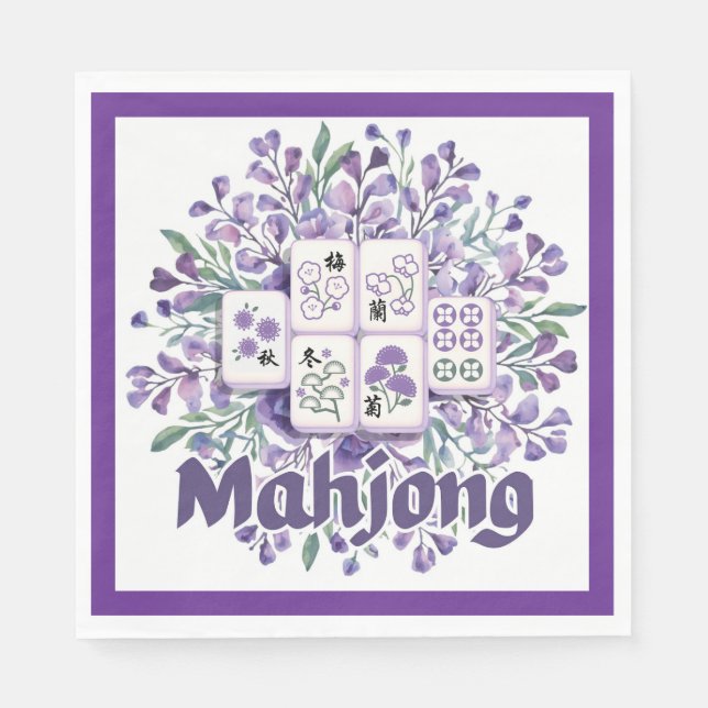 Lila Mahjong-brickor Pappersservett (Framsidan)