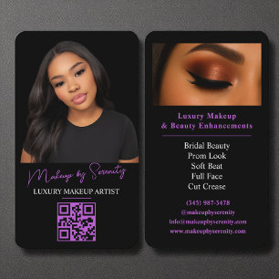 Lila Makeup Artist QR Code Luxury Black Beauty Visitkort