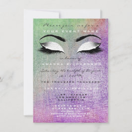 Lila Makeup White Mint Glitter 16:e Möhippan Inbjudningar