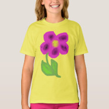 Lila Målad Blomma Gul Barn T-Shirt
