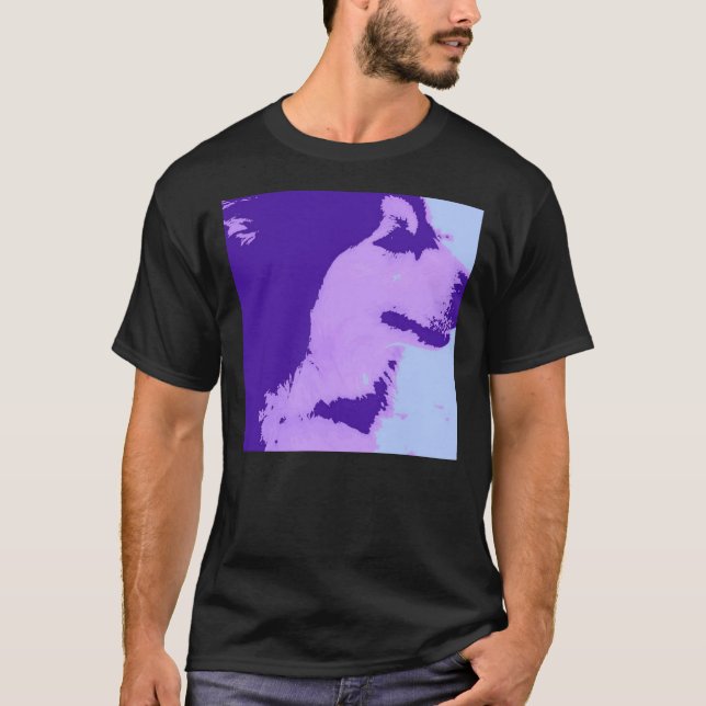 Lila Malamute Pop Art T-shirt (Framsida)