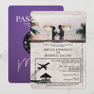 Lila Maldives pass Bröllop Inbjudningar