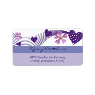 Lila malva hjärtetikett adressetikett