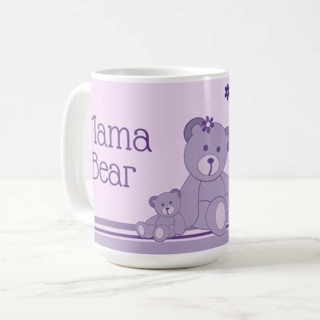 Lila Mamma Bear Kaffemugg (Framsida vänster)
