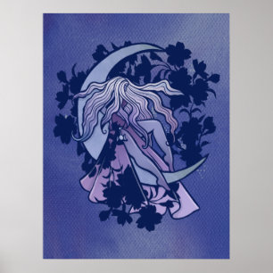 Lila mån-gudinna Wicca-tresidigt mån-symbol Konst Poster