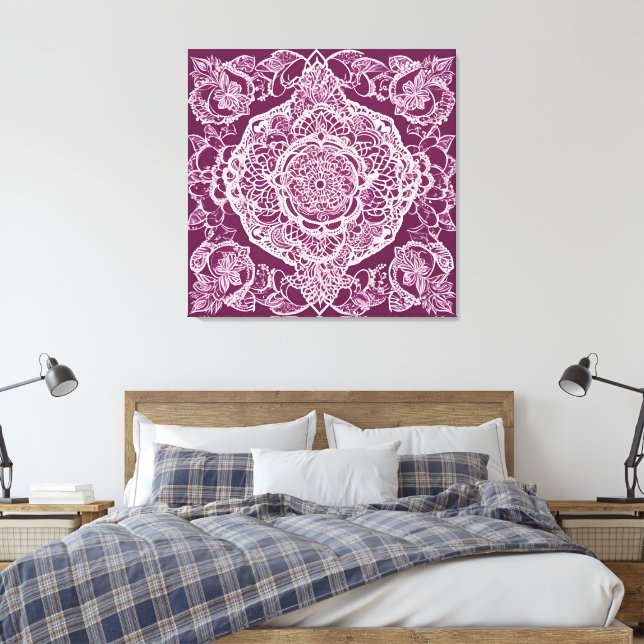 Lila mandala AI-konst  Canvastryck (Insitu (sovrum))