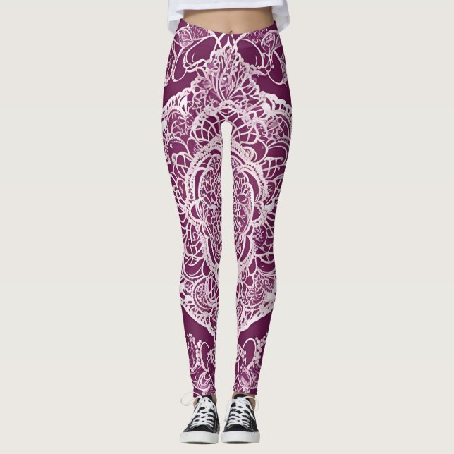 Lila mandala AI-konst  Leggings (Framsida)