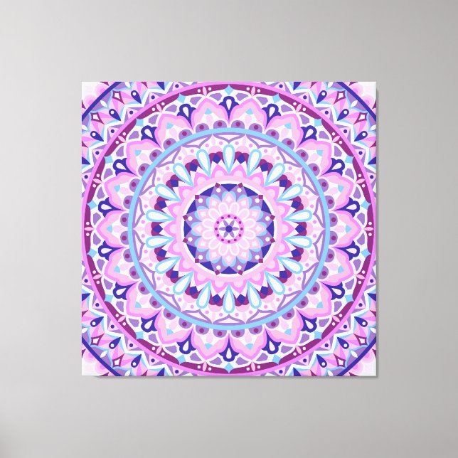 Lila Mandala Boho Konst Geometriskt Mönster Livful Canvastryck (Framsida)