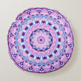 Lila Mandala Boho Mysig Meditation Geometrisk Rund Kudde