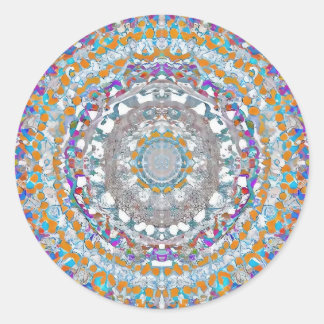 Lila Mandala Classic Round Sticker Runt Klistermärke