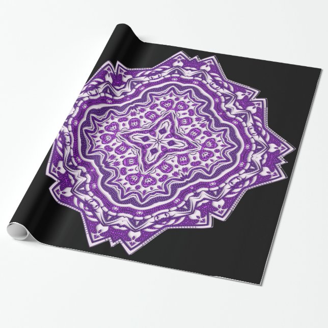 lila mandala-emballering papper presentpapper (Utrullad)