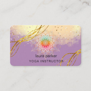 Lila Mandala Guld Meditation Holistisk Elegant Visitkort