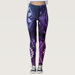 Lila Mandala-leggings i livlig färg Leggings