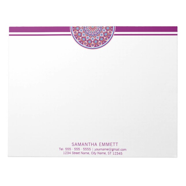 Lila Mandala Modern Professionell Anteckningsblock (Framsida)