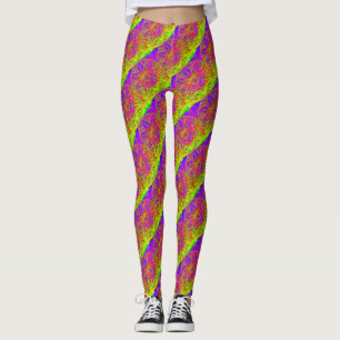 lila mandala mönster gult diagonal strimlad leggings
