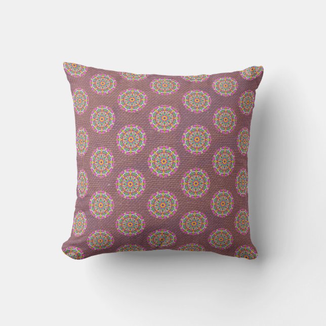 Lila Mandala Mönster Reversible Boho Kudde (Framsida)