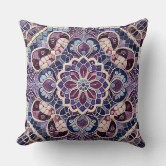 Lila Mandala Mönster: Tranquil Mosaic Art Kudde