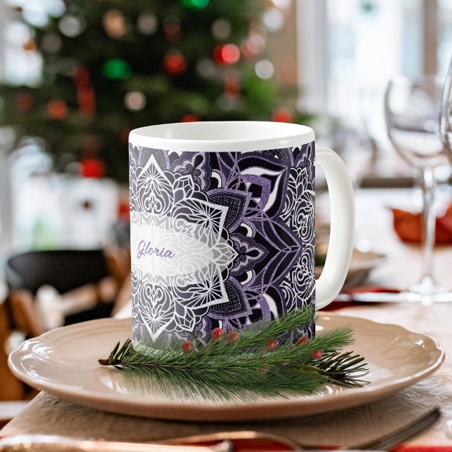 Lila Mandala Snowflake Mugg (Skapare uppladdad)