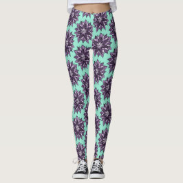 Lila Mandala som Flower Teckning Mönster Leggings