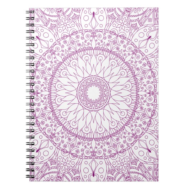 Lila Mandala Spiral fotopatortbok Anteckningsbok (Framsidan)