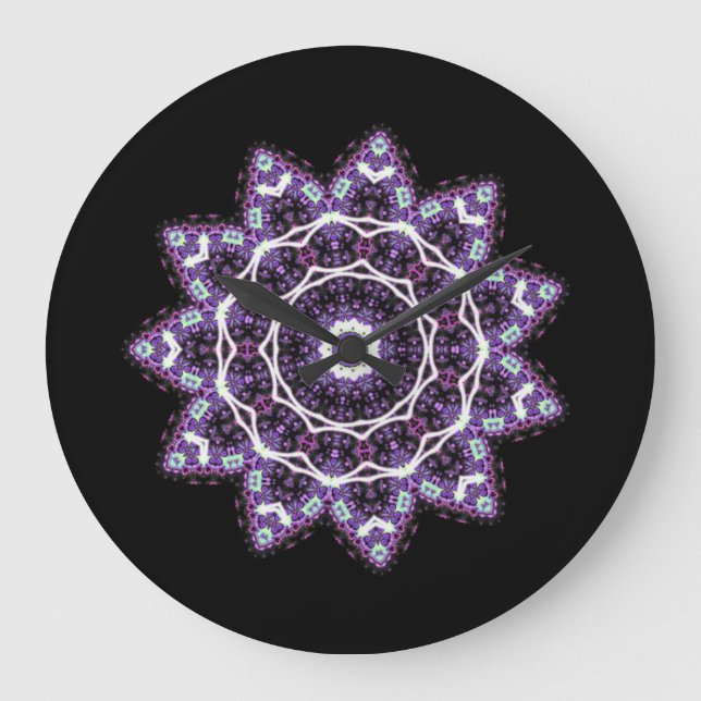 Lila Mandala Stor Klocka (Framsida)