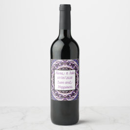 Lila Mandala Vinsetikett Vinflaska Etikett