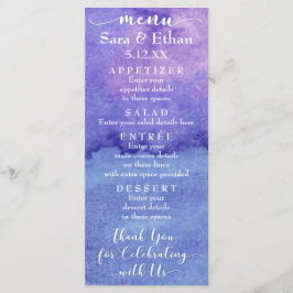Lila Mandala Watercolor Bröllopsmeny Kort