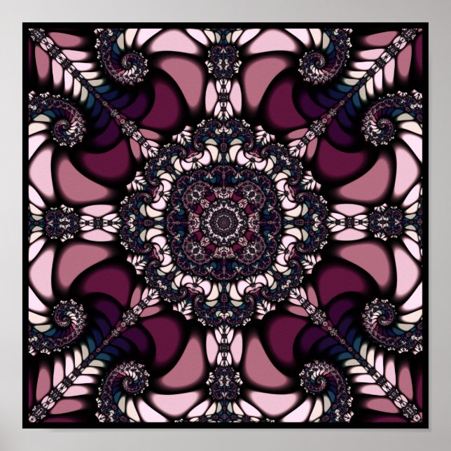 Lila Mandelbrot Kaleidoscope Poster (Framsidan)