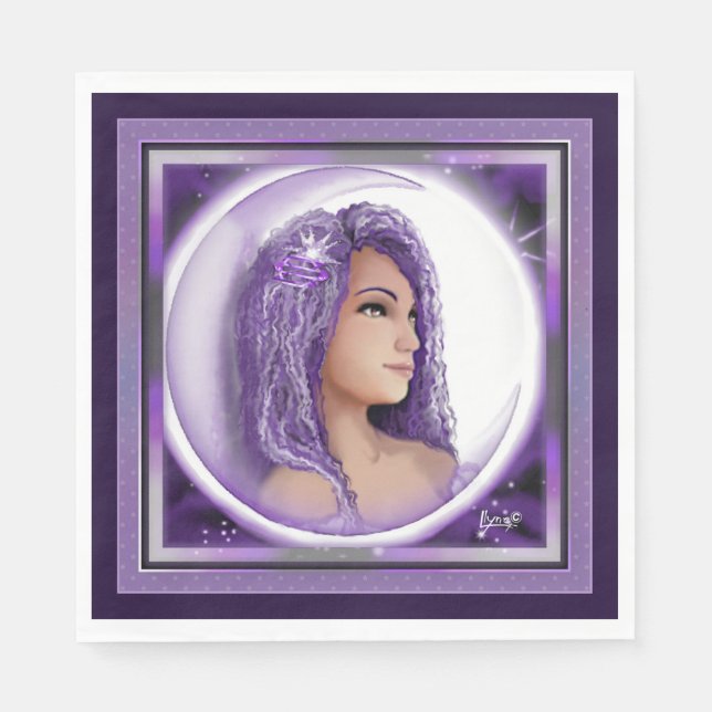 Lila Måne Child Napkins Pappersservett (Framsidan)