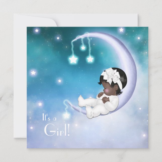 Lila Måne Ethnic Flicka Shower Inbjudningar (Framsida)