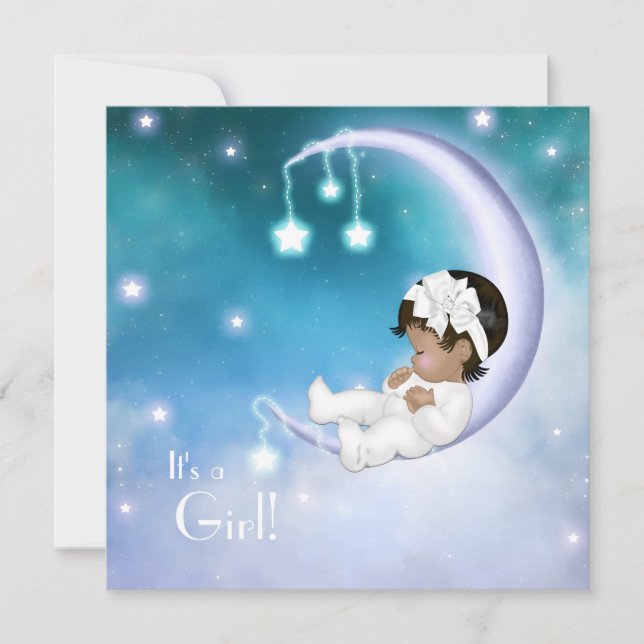 Lila Måne Ethnic Flicka Shower Inbjudningar (Framsida)